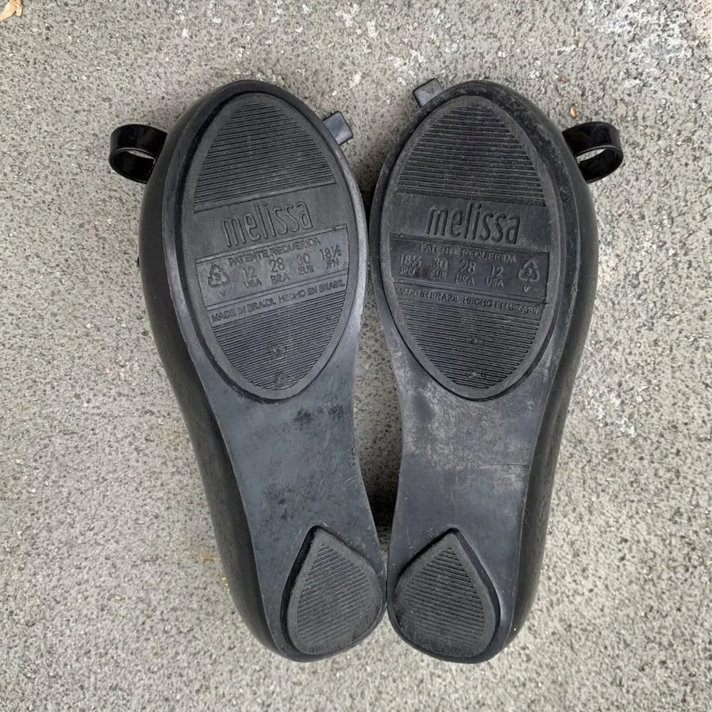 MEL By MELISSA Girls Ultra Girl Bow Shoes 12 Black Slip On Jelly Wedge Shoe Girl - Picture 7 of 9